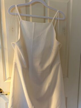 French Connection White Strapless A-Line Dress with Spaghetti Straps
